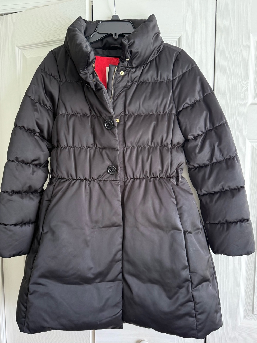Kate Spade New York Cyndy Button Black Down Puffer Jacket Coat